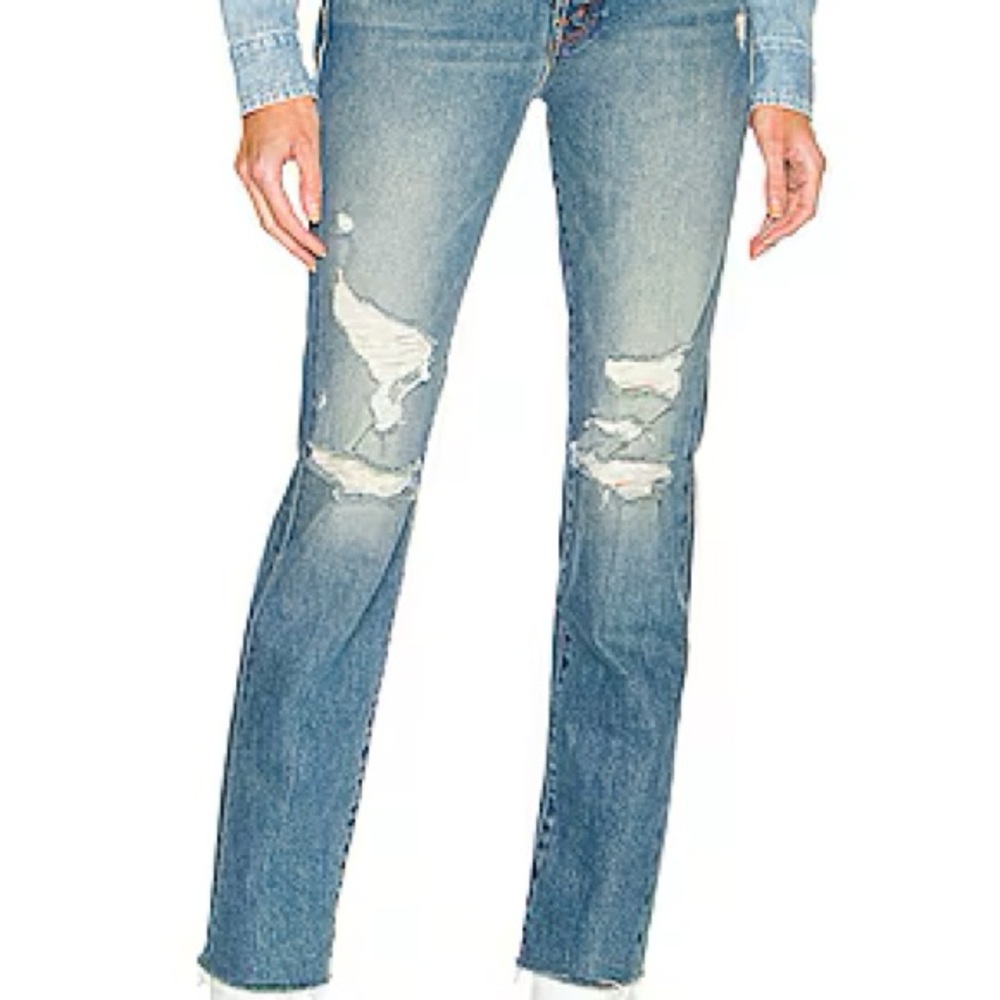Mother the Trickster Skimp Fray in Thrill Seeker Distressed Denim Jeans 27 - Picture 12 of 15